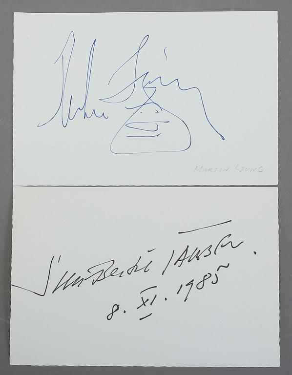 AUTOGRAFER, MUSIKER SAMT SKÅDESPELARE, 30 st, bla Karl Gerhard, Holger Löwenadler, Nils Poppe, Sven-Bertil Taube.