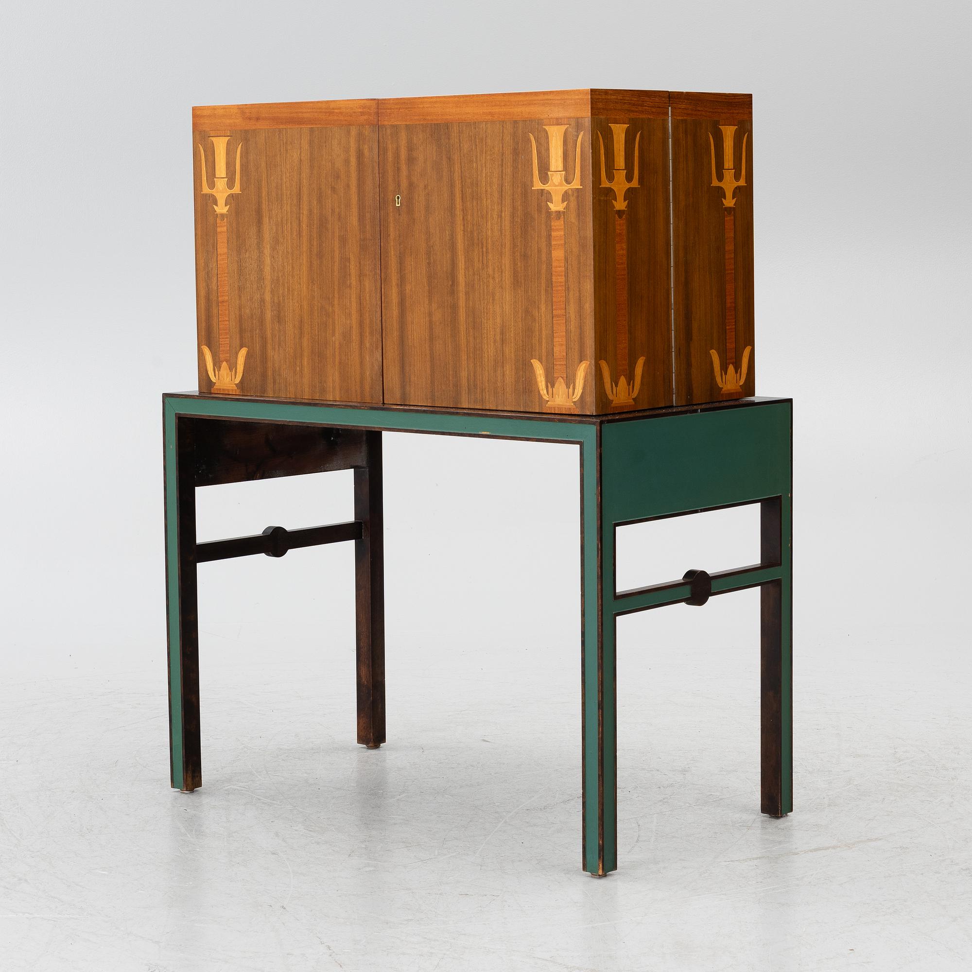 A drinks cabinet with two nesting tables, Sweden, 1930s/40s.