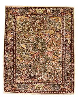 238. A rug, Old, silk Hereke, Souf, ca 132 x 109 cm.