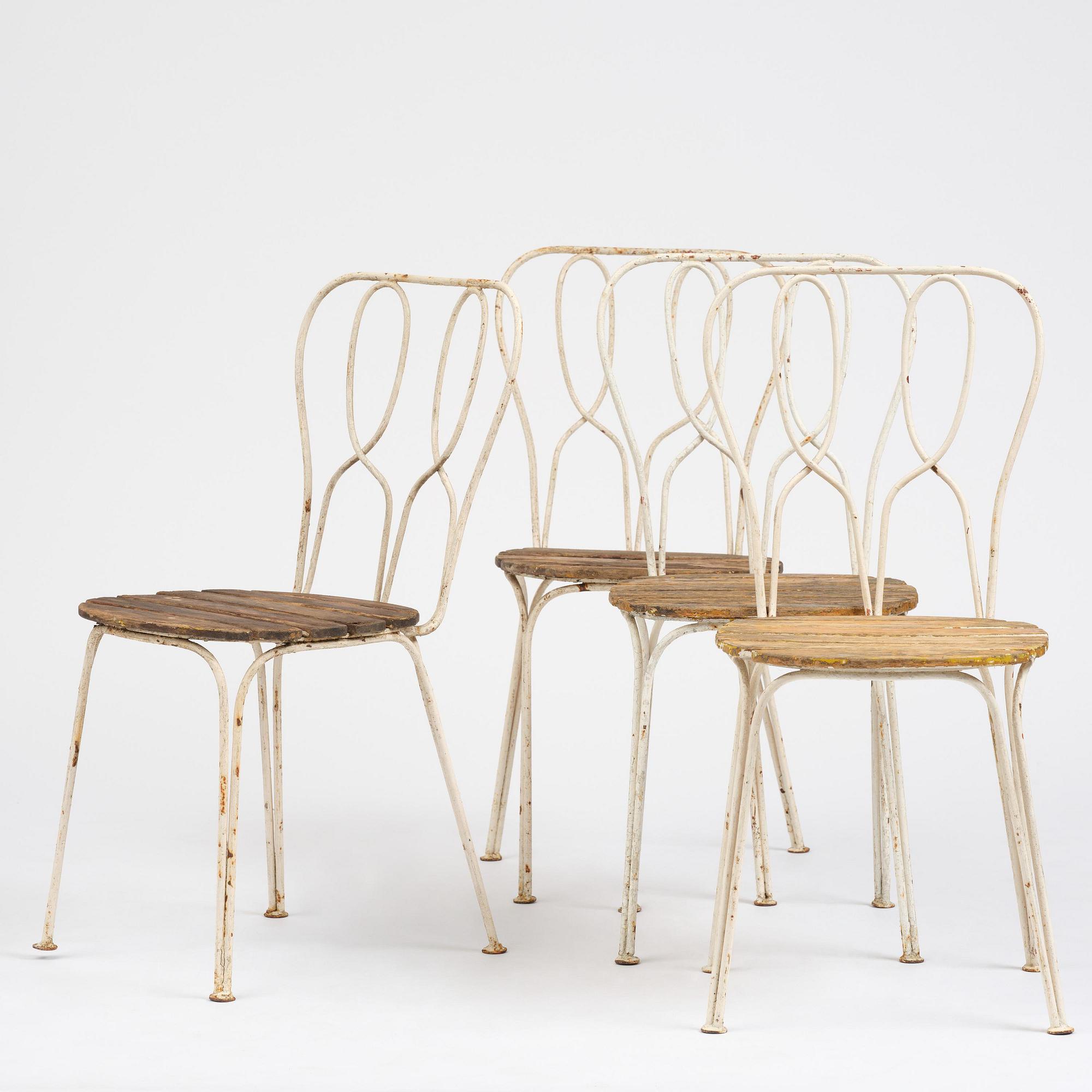 Hans Bergström, a five-piece garden furniture set, ateljé Lyktan, Åhus, 1940s-50s.
