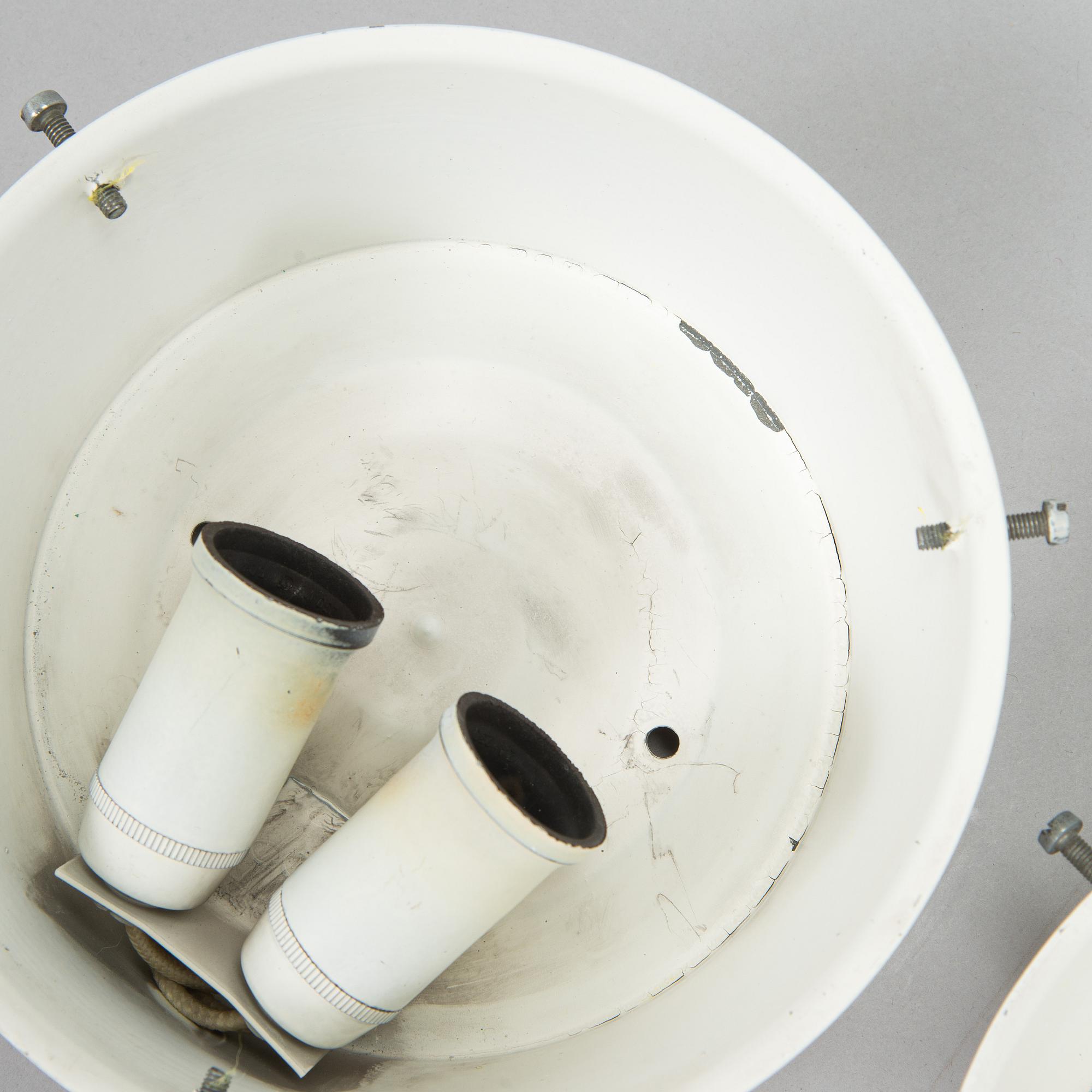 Arne Jacobsen, a pair of 1960's 'AJ-Eklipta' ceiling / wall lamps, for Louis Poulsen/licensed manufacturer Orno, Stockmann.