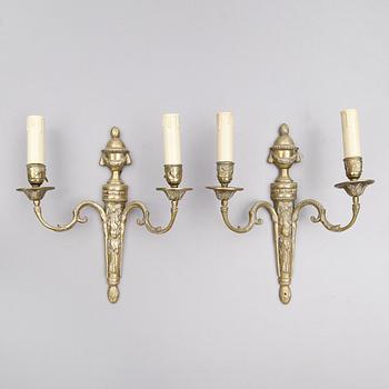 VÄGGAPPLIQUER, 1 par, mässing, Louis Seizestil, 1800-tal.