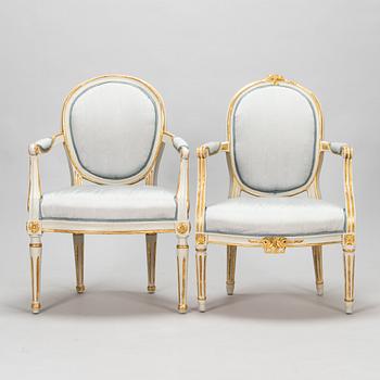 Two armchairs, Louis XVI, probably Denmark, second half of the 18th century.