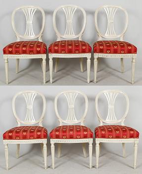 STOLAR, 6 st, gustaviansk stil, 1900-talets andra hälft.