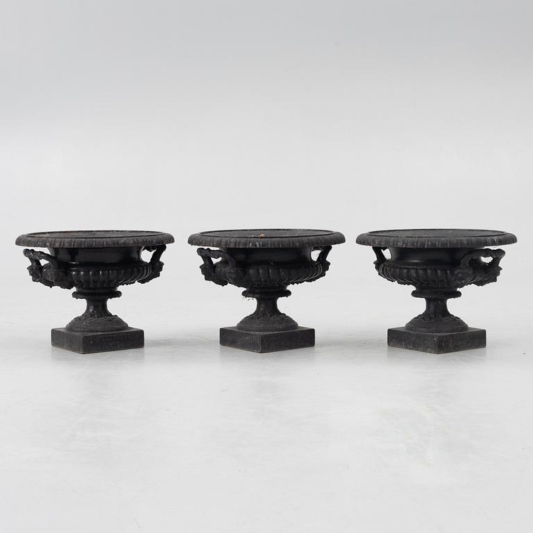 Garden urns, 3 pcs, No. 3, Husqvarna, circa 1900.
