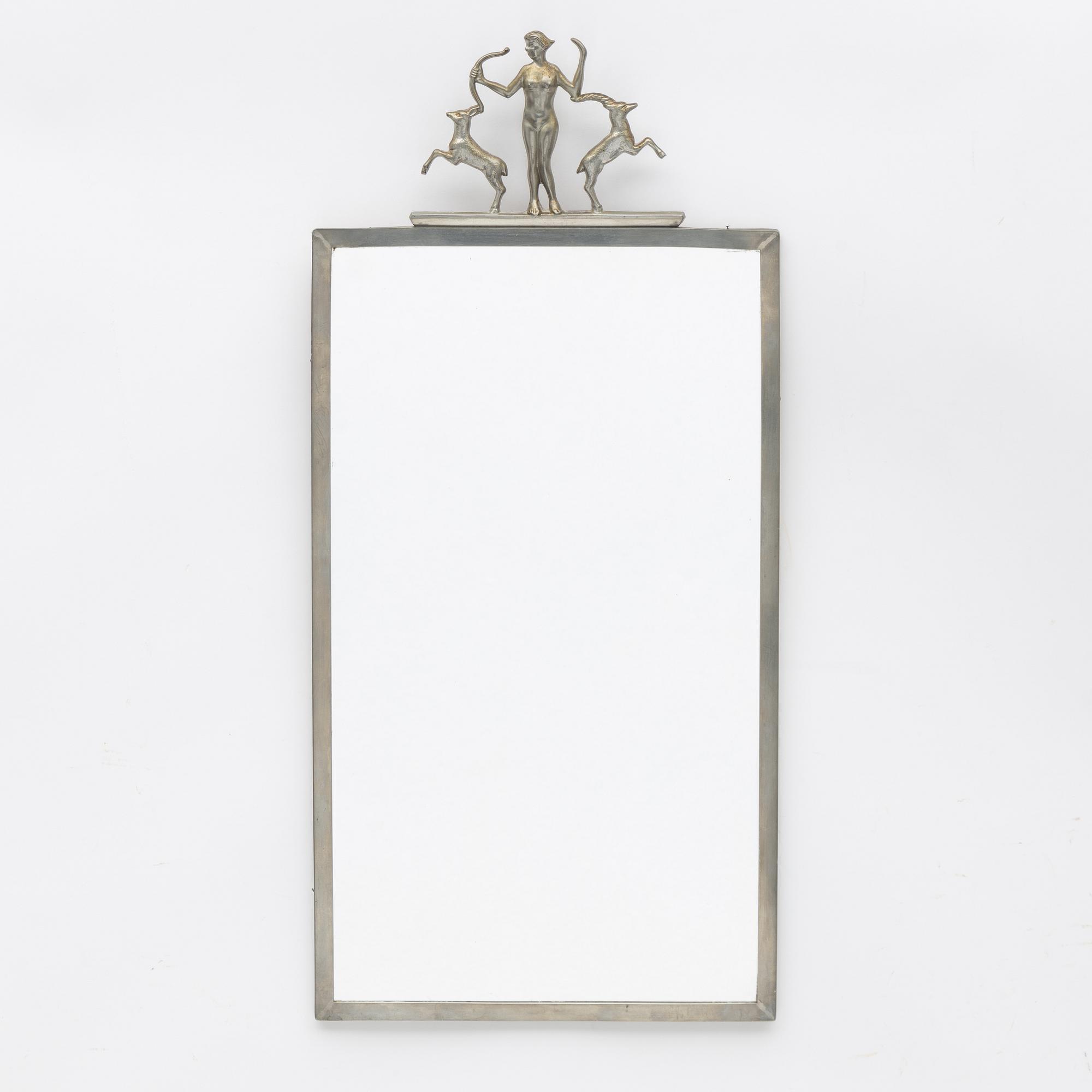 A pewter frame mirror, Fabriksaktiebolaget Kronsilver, 1933.