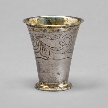 A Swedish 18th century parcel-gilt beaker, mark of Henrik Wittkopg d y, Stockholm 1770.