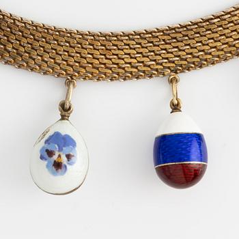 Necklace with 22 miniature Easter eggs, one of which is by Carl Fabergé.