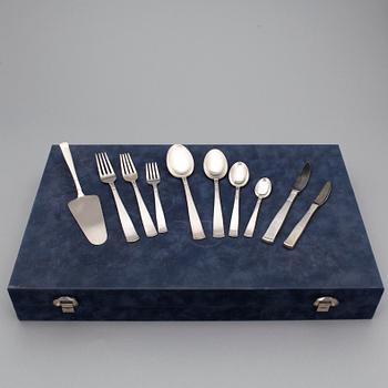 BESTICKSERVIS,  56 delar, silver, "Rosenholm", GAB, Stockholm, bl.a. 1998. Vikt utan knivar 1411 gram.