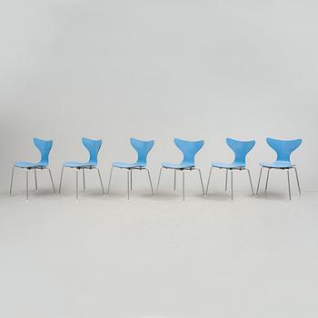 STOLAR, 6 stycken, "Liljan", Arne Jacobsen, 1970-tal.