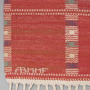 Barbro Nilsson, MATTO, "Falurutan, röd Borås", flat weave, ca 303 x 210,5 cm, signed AB MMF BN.