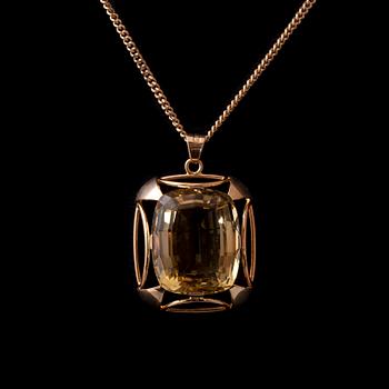 HÄNGE, 14K guld, citrin. Vikt ca 9,7 g.