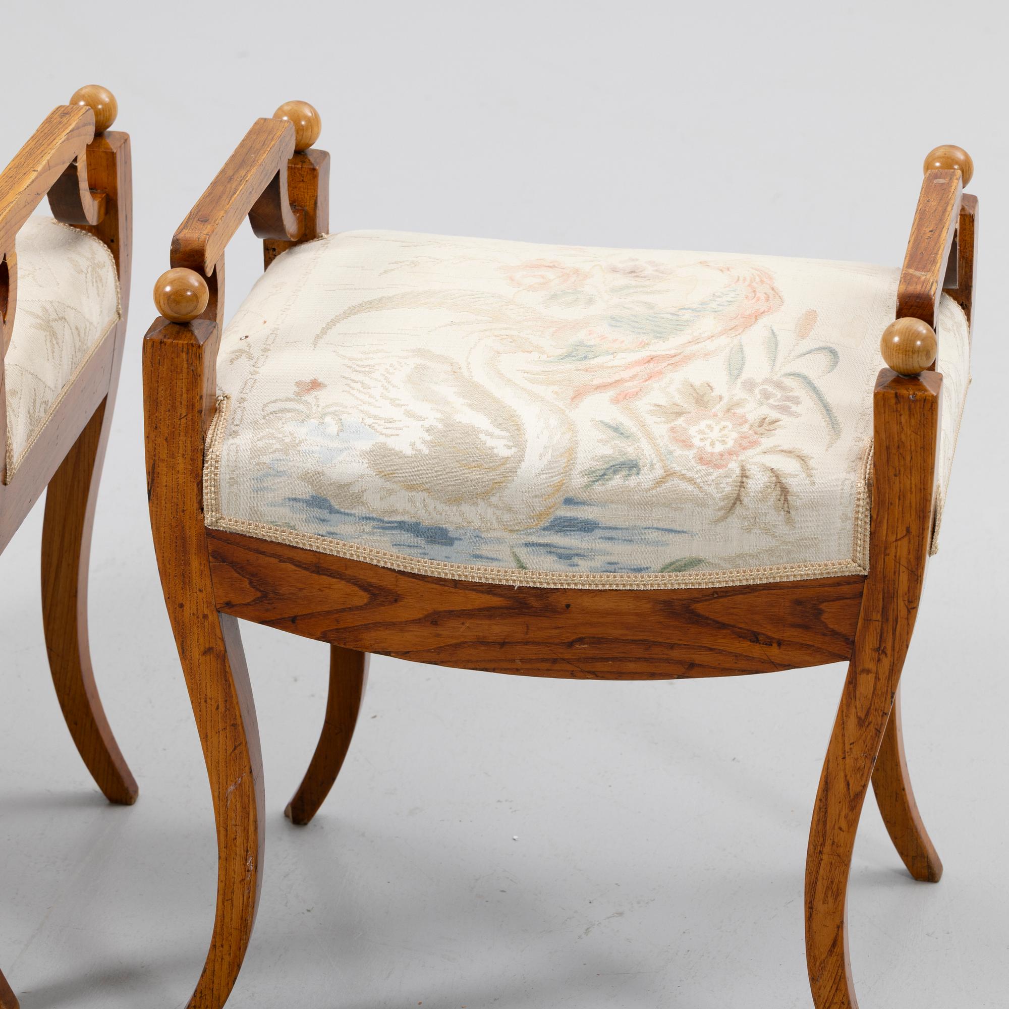 A pair of Karl Johan stools, 19th century.
