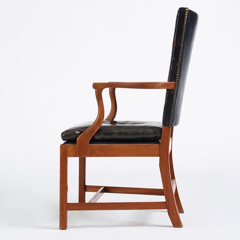 Josef Frank, a mahogany and black leather chair, Svenskt Tenn Sweden 1930-40s, model 635. Alva & Gunnar Myrdal Collection.