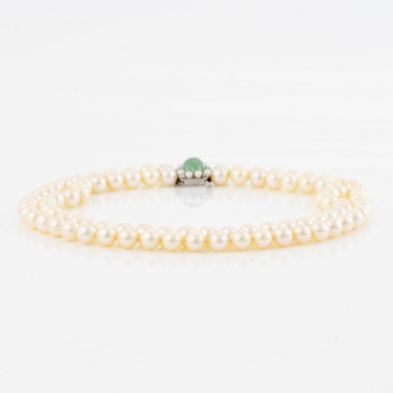 Collier två rader odlade pärlor lås 18K vitguld.