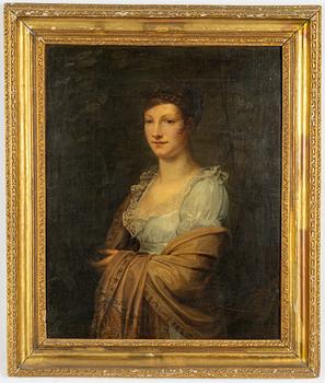 Engelsk skola, omkring 1800, Ung kvinna i landskap.