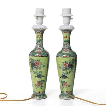 A pair of vases/table lamps, China, end of the Qing dynasty/around 1900.