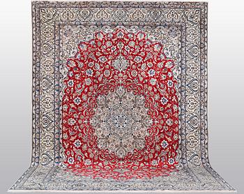 A carpet, Nain 9 LAA, part silk, ca 457 x 325 cm.