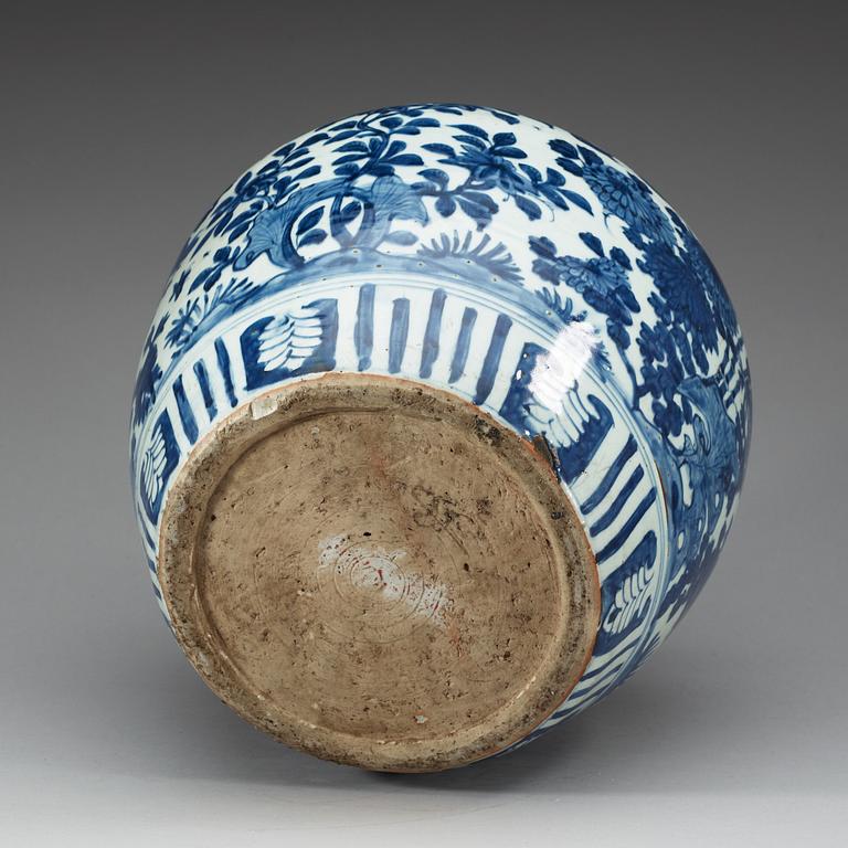 A large blue and white jar, Ming dynasty.