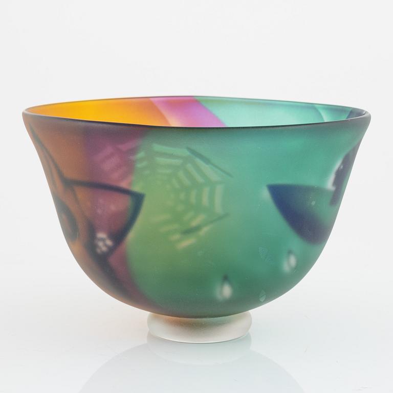 Bertil Vallien, a unique blasted glass bowl, Kosta Boda, Sweden.