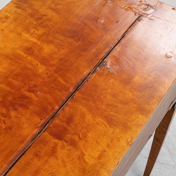 A birch card table, 19th Century.