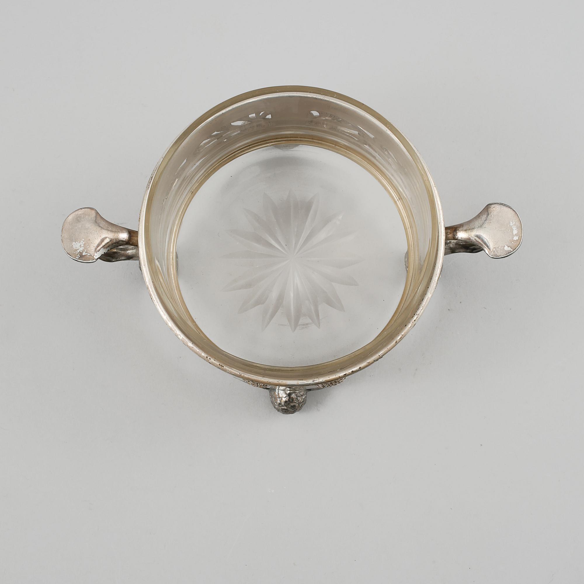 SKÅL, nysilver och glas, jugend, 1900-talets början.