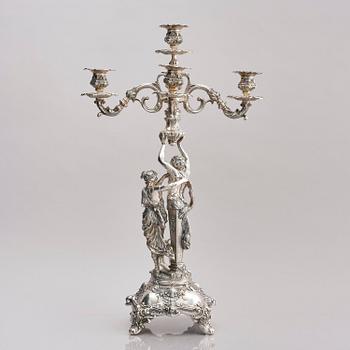 Lale Silverware & Co Ltd, femarmade kandelabrar, tre stycken, sterling silver, Istanbul, Turkiet 1900-tal.