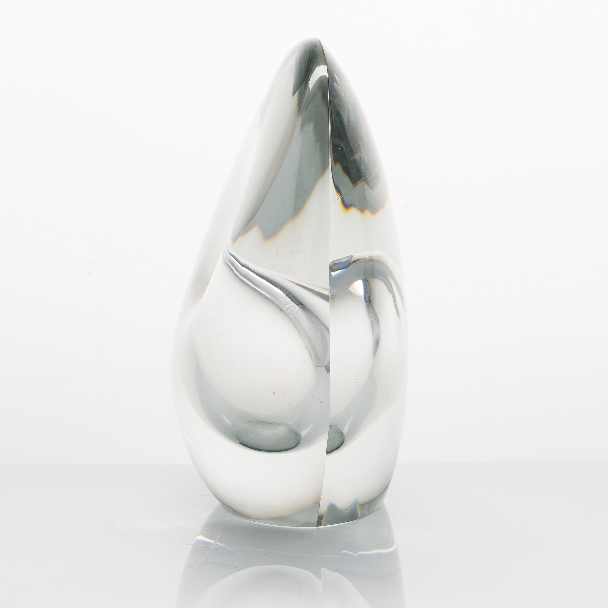 Timo Sarpaneva, glasskulptur 3567, "Sittande fågel", signerad Timo Sarpaneva Iittala.