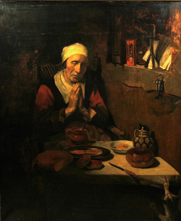 OKÄND KONSTNÄR, kopia efter Nicolaes Maes (1634-1693), olja på duk, 1900-talets början.