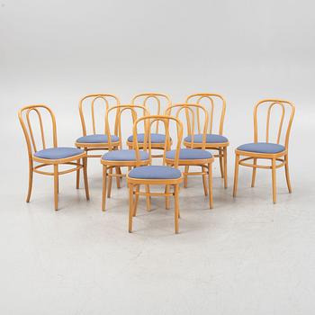 A set of eight beech wood 'Vienna' chairs from Gemla, end of the 20th Century.