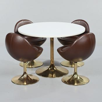 BORD samt STOLAR 4 st, "Venus", Johansson Design, Markaryd, 1970-tal.