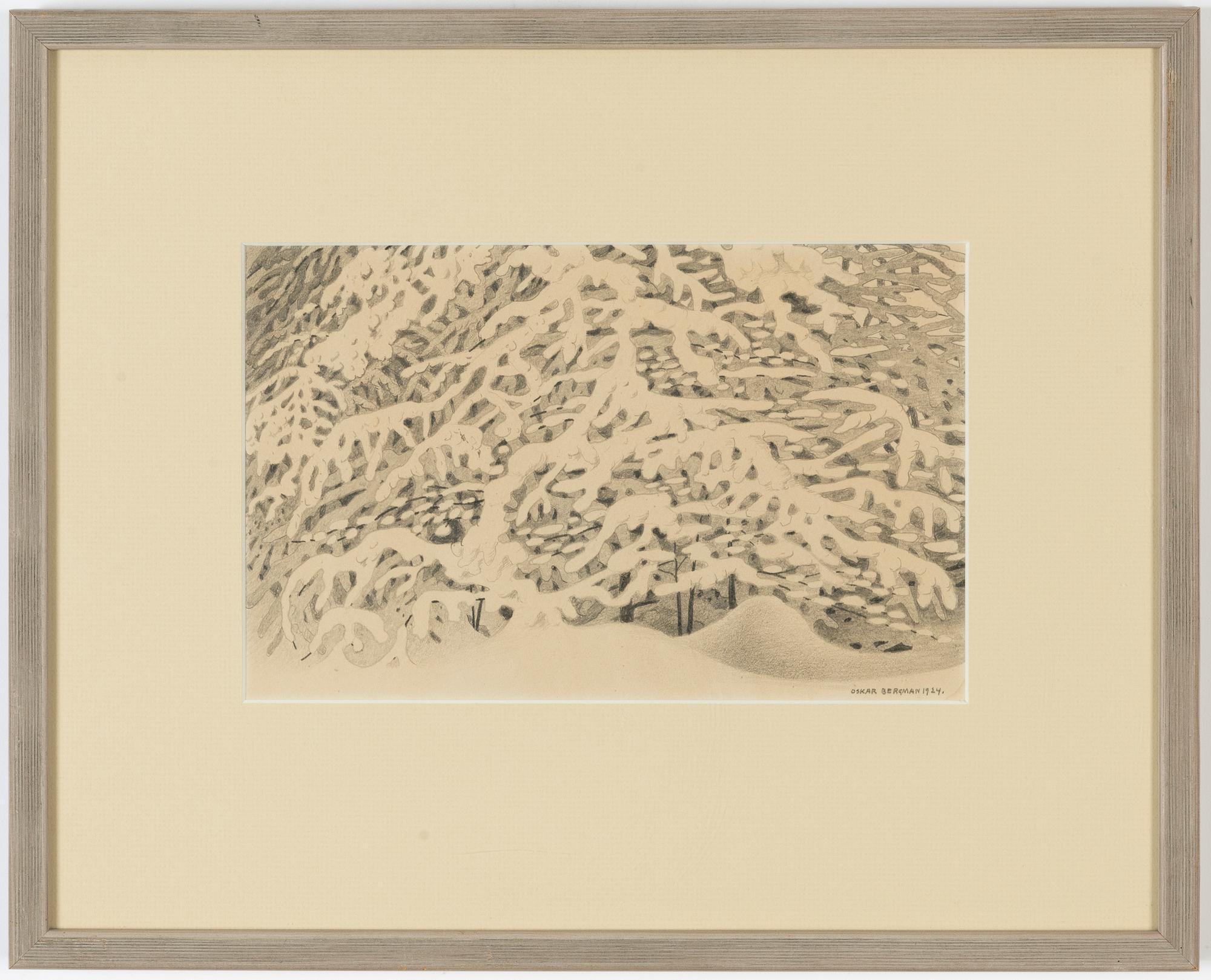 Oskar Bergman, pencil drawaing, signed and dated 1924.