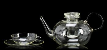 TEKANNA samt TEKOPPAR, 3 st, glas, Wilhelm Wagenfelt för Jenaer Glaswerke, Jena, Tyskland, 1900-talets andra hälft.