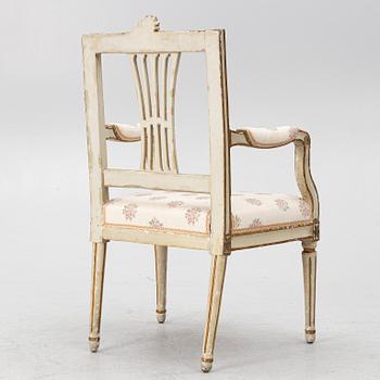 A Gustavian amrchair from Lindome, Sweden, late 18th century.