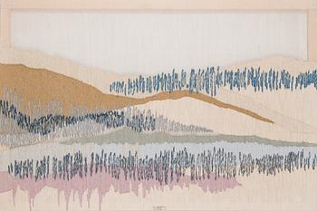 Riitta Kostamoinen, a tapestry signed RK and numbered 9 /50 for Helmi Vuorelma. Circa 100x150 cm.