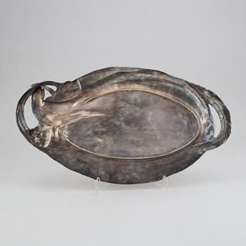 A silver plated art nouveau tray, early 20th century.