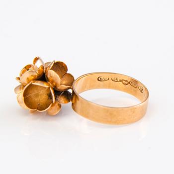 LIISA VITALI Kevät Ring and Earrings, 14k gold, N. Westerback, Helsinki 1970s.