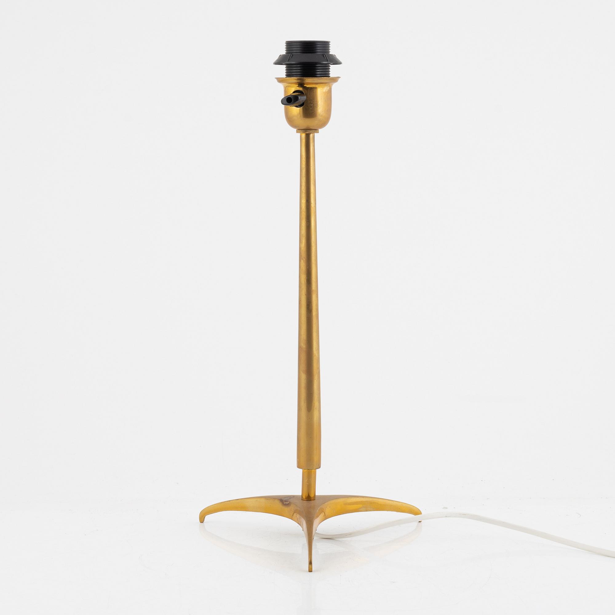 A mid 20th century brass table lamp, from CEBE (Asea Belysning).