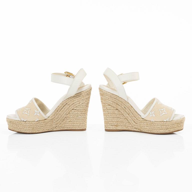 Louis Vuitton, sandals, "Helios Wedge Espadrille", size 37.
