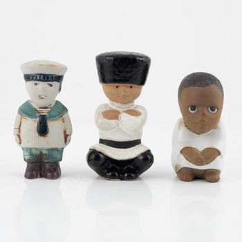 Lisa Larson, six stoneware figurines, Gustavsberg, Sweden.