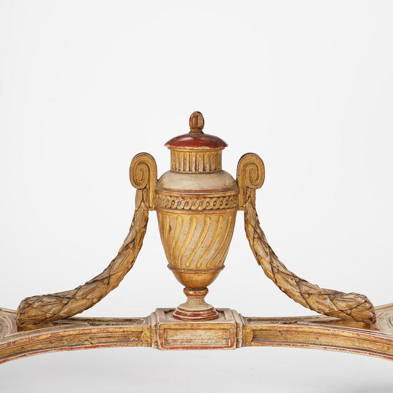 A Gustavian carved giltwood and marble console table, Stockholm, late 18th century.