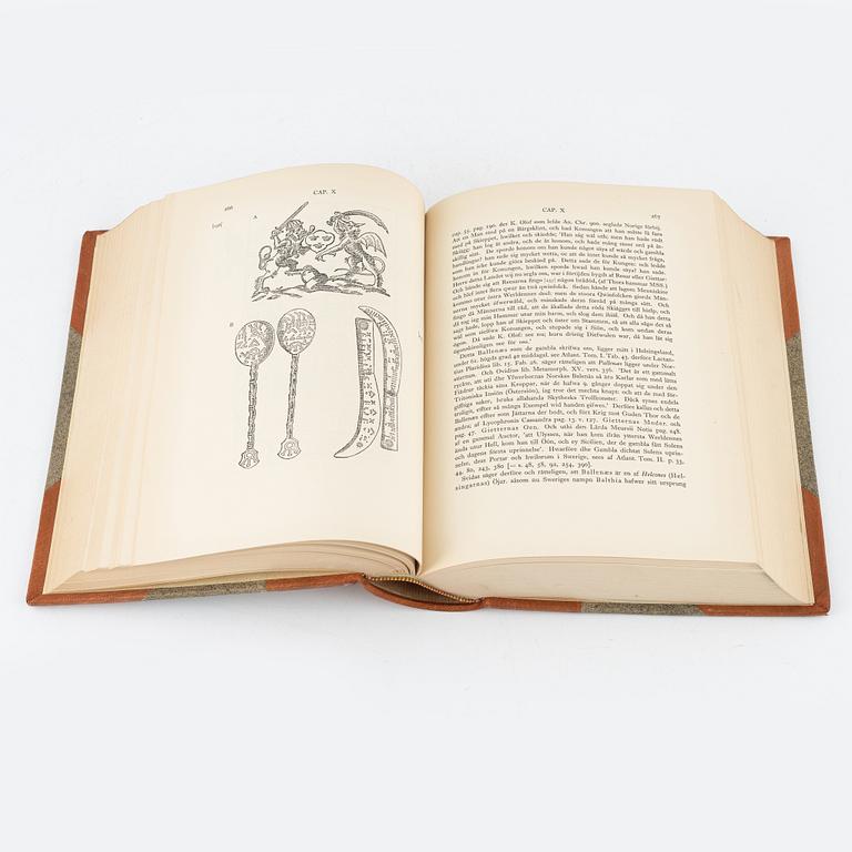 Olaus Rudbeck, Atlantica I-IV + taflor. Utgiven av Axel Nelson, numrerad bibliofilupplaga, Uppsala 1950.