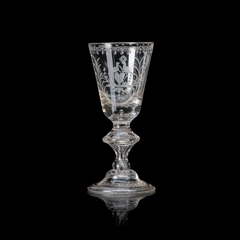 Pokal, glas, 1700-tal.