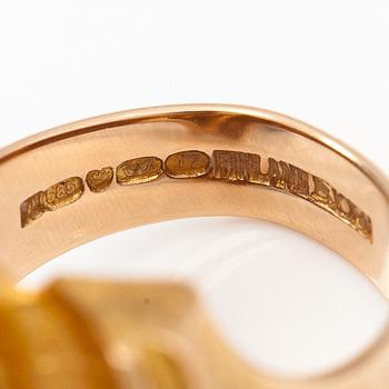 Björn Weckström, "Tourmaline river", a 14K gold and tourmaline ring. Lapponia 1972.