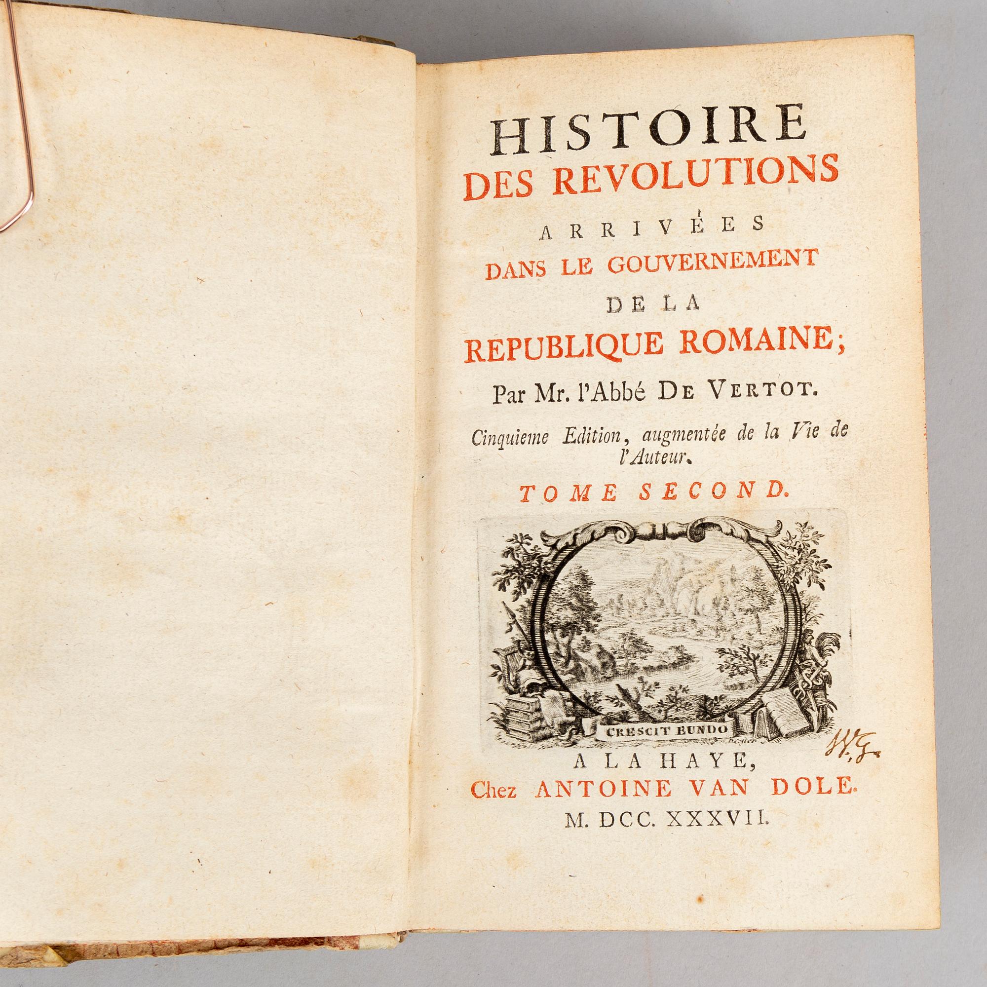 Romersk historia, proveniens bl. a. Warner Groen (1770-1834) (4 vol).