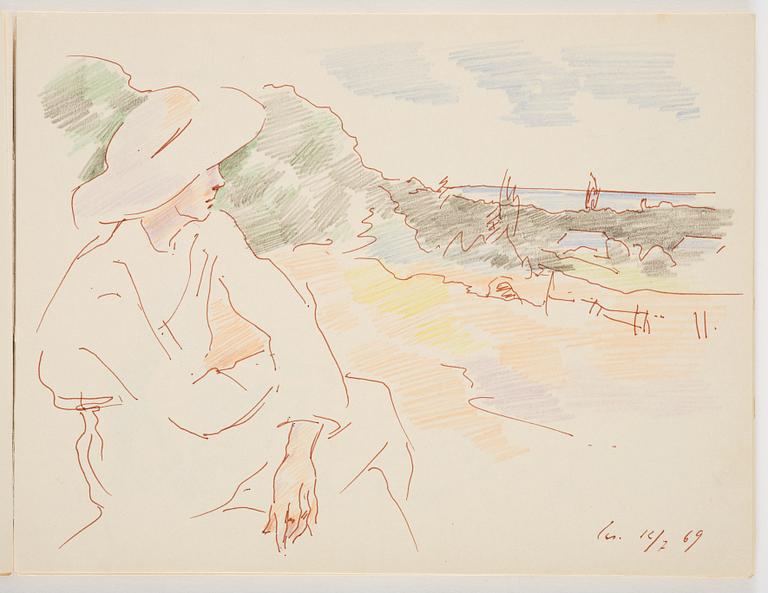 Lotte Laserstein, Skissblock med 22 teckningar varav 7 signerade.