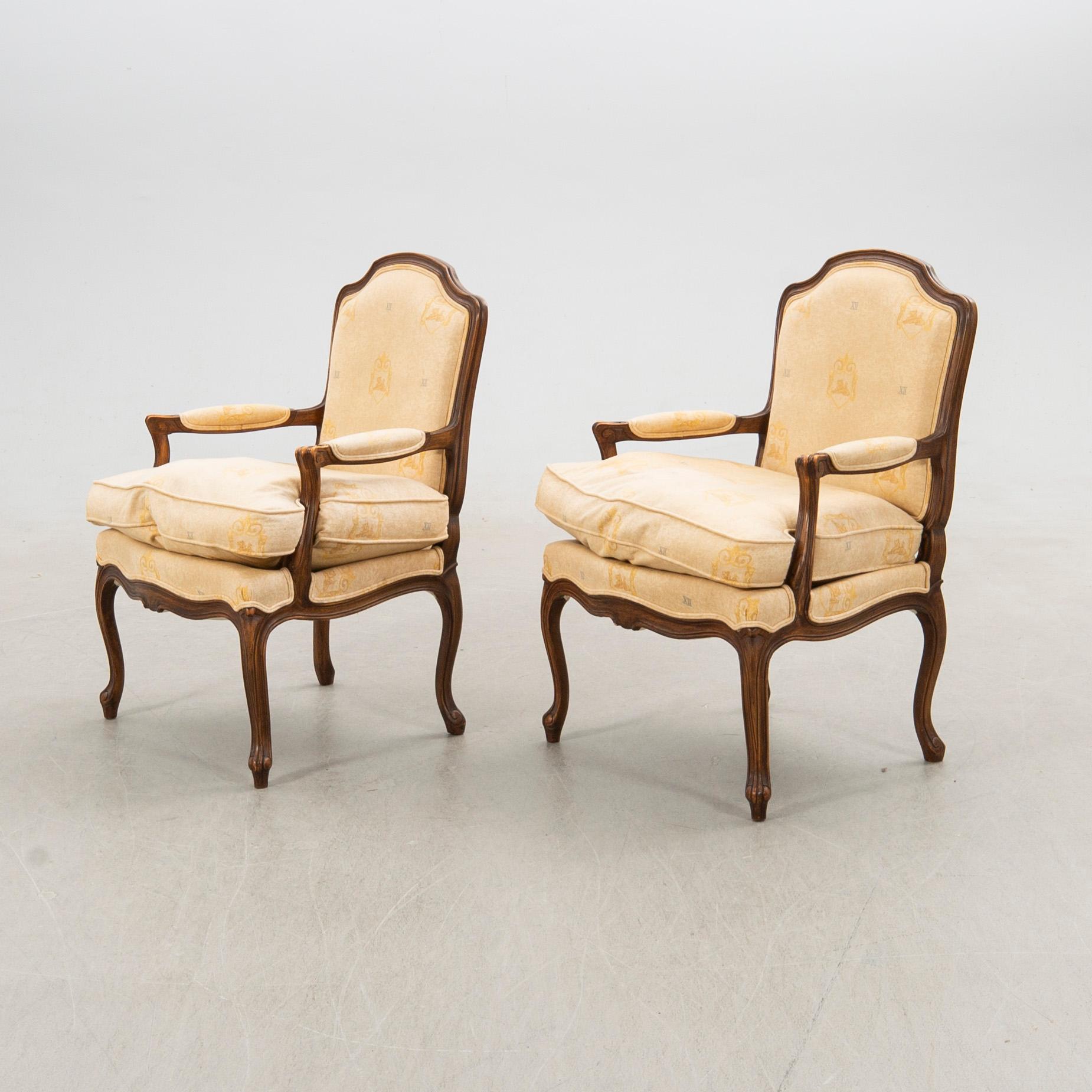 Fåtöljer ett par, Louis XV, 1800-tal.