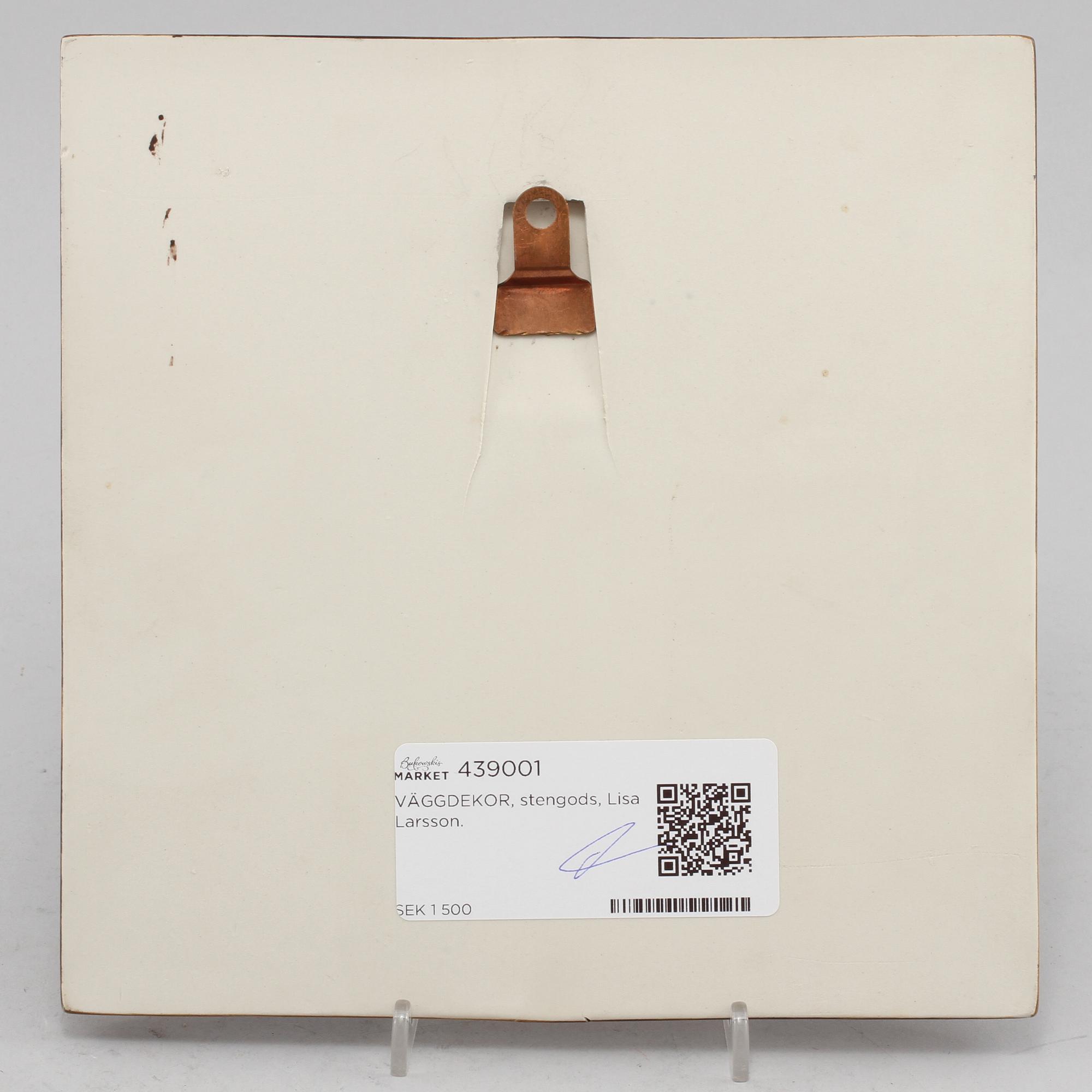 VÄGGDEKOR, stengods, Lisa Larsson, Gustavsberg, 1900-talets andra hälft.