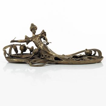 An Art Nouveau brass tray/desk stand, possibly Austria, around 1900.