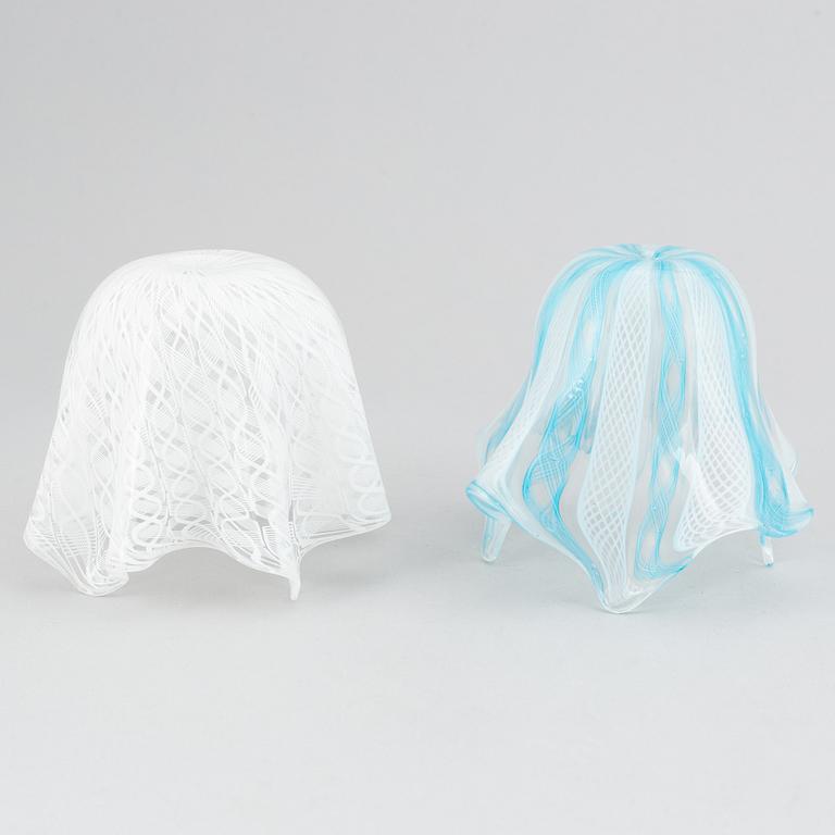 Paolo Venini & Fulvio Bianconi,  two 'Fazzoletto' glass vases, Venini, Murano, Italy.